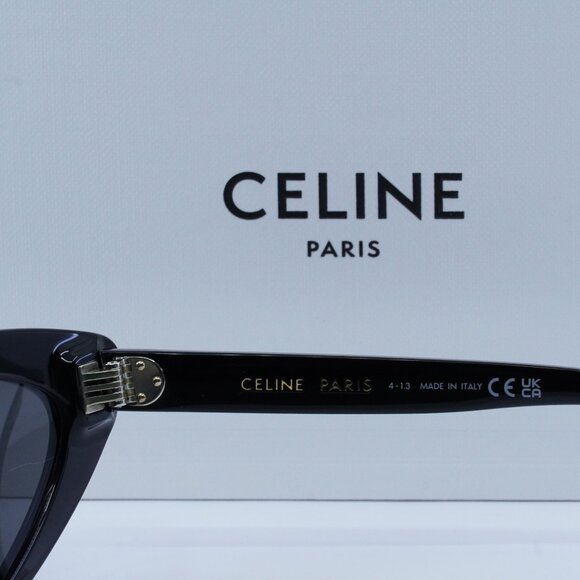 Celine CL40261I 01A Sunglasses Black Cat Eye Frame, Smoke Lenses - Picture 5 of 10